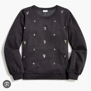 J. CREW Jeweled Puff Sleeve Sweatshirt - Dark grey - Medium